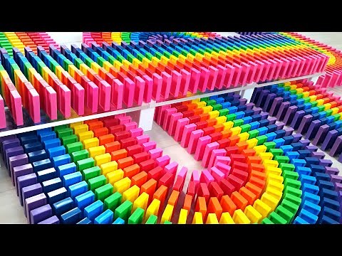 COLORFUL Rainbow Dominoes! | Satisfying Domino Screen Link