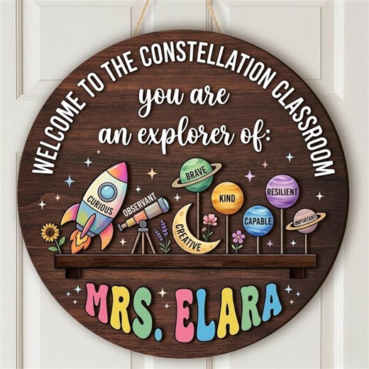 Personalized Teacher Door Hanger, Custom Wood Sign, Teacher Name Sign, Classroom Decor, Back to School Gift, Teacher Appreciation - Etsy