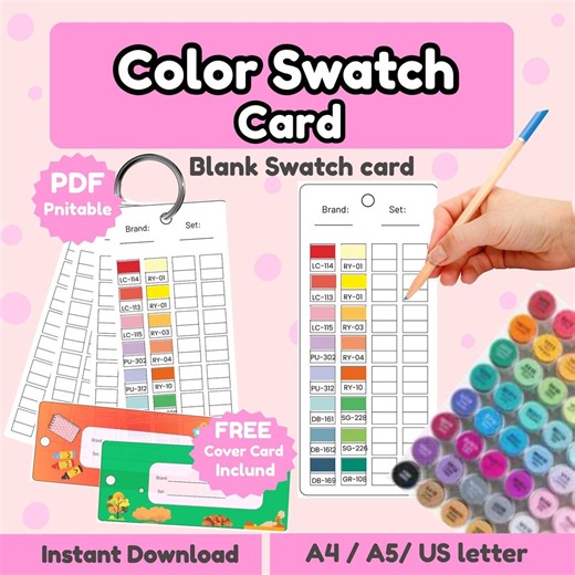 Color Swatch Card Printable | Blank Marker Swatch Template | Ohuhu Copic Color Chart PDF | A4 A5 US Letter Instant Download - Etsy