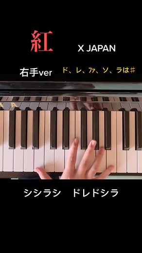 紅 右手難易度★★★★★（♯多用のため） 基本オクターブでどうにかなります#ピアノ #初心者でも弾ける #紅#耳コピ #絶対音感 #いいねほしい #フォローよろしく #おすすめのりたい #xjapan