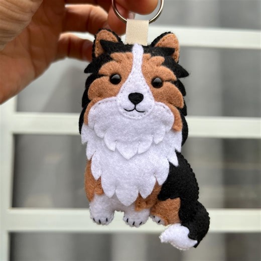 Handmade Felt Sheltie Keychain, Shetland Sheepdog Bag Charm, Personalized Pet Gift - Etsy