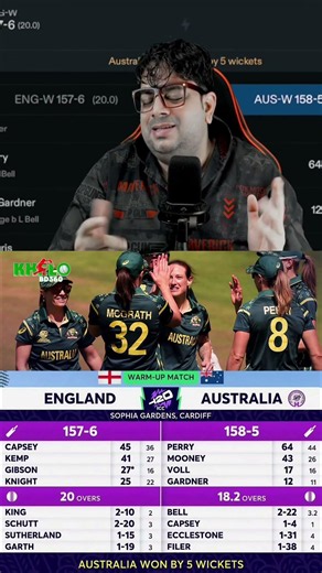Ellyse Perry's 64 helps Australia defeat hosts England in a warm-up match 💛#ENGWvAUSW #EllysePerry