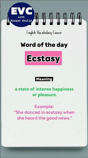 "Ecstasy" Meaning in English| English Vocabulary Course #english #vocabulary #englishwithmisbah