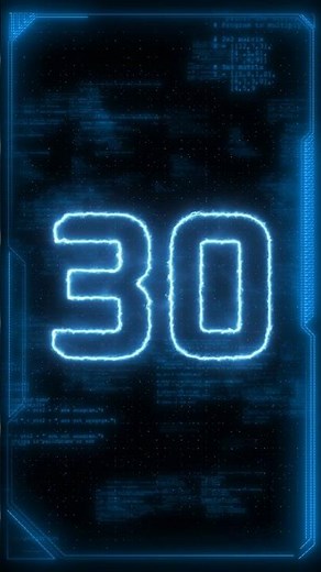 30 Second Countdown Timer Blue Neon Digital Clock with Beep & Alarm Sound cyber video background
