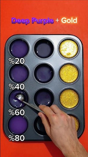 🟣✨ Deep Purple vs Gold | Royal Contrast Through Four Blend Ratios 👑🌌 #satisfying #colormixing