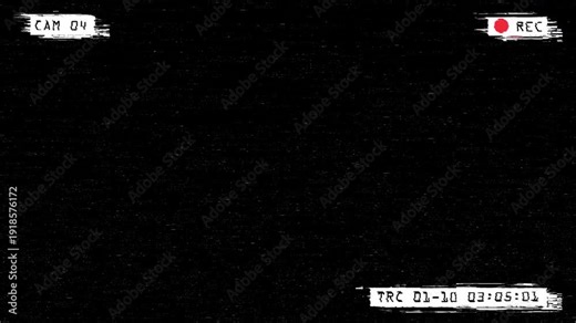 Professional CCTV HUD overlay with distortion effect and static noise in 4K. Ideal for surveillance concepts, hacking scenes, and dramatic edits.