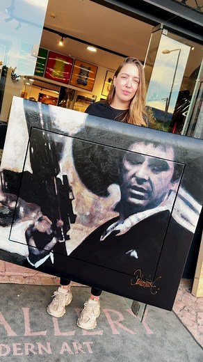 This piece was sold to the Netherlands! 🇳🇱 “Scarface II” (120 × 100 cm) is from an edition of 8 pieces worldwide! DM to reserve another edition with worldwide shipping. #cjsgalleryonline #scarface #limitededitionart #popcultureart | CJS gallery