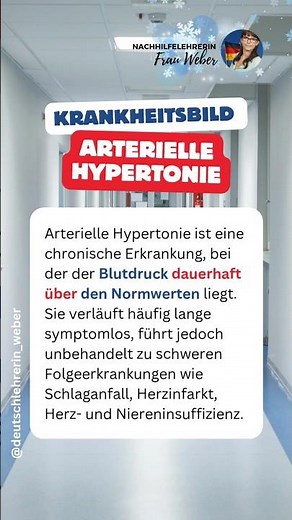Krankheitslehre 🏥 Krankheitsbild Arterielle Hypertonie #pflegewissen #hypertonie #krankheitslehre