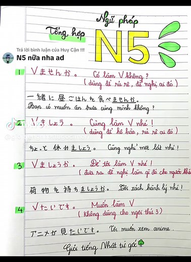 Tổng hợp Ngữ pháp JLPT N5 thông dụng nhất | Dũng Mori