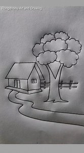 #House 🏠 #and #tree 🌳 #Scene #draw #art #reels #pencil #drawing #easy #shortsvideos | Rongdhonu Art and Drawing