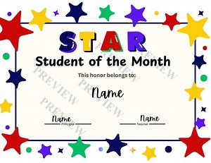 STAR Student of the Month ( Editable) - Etsy