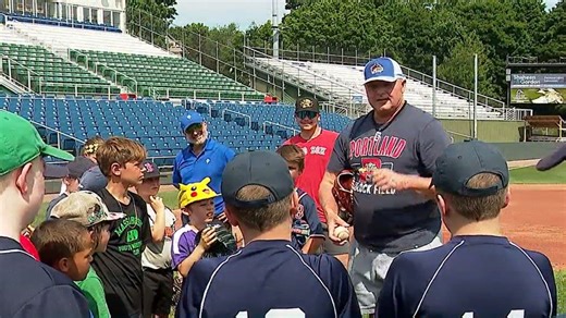 Red Sox legend Roger Clemens holds baseball clinic at Hadlock Field
