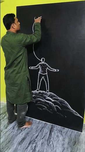 How to Draw Emotional Couple Art 💔 | Blackboard Chalk Drawing #art #drawing #shortvideo #trending