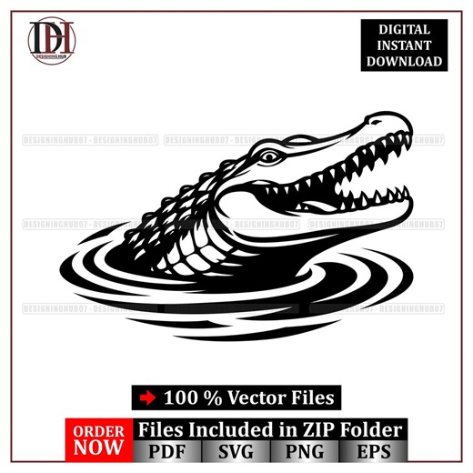 Alligator Crocodile Vector SVG : Wildlife Reptile Illustration (digital Download) - Etsy