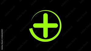 Hospital icon and plus icon . on the white background. Plus Icon black background . Neon abstract medical plus icon blinking animation. glowing plus icon blinking on black background.