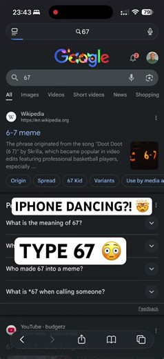Type 67 on iPhone Search 🤯 Your Screen Starts Dancing! #itechwithneo