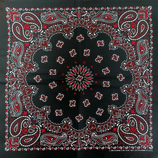 Black & Red Paisley Bandana - 100% Cotton   USA Made - Classic Bandana Collection - Etsy