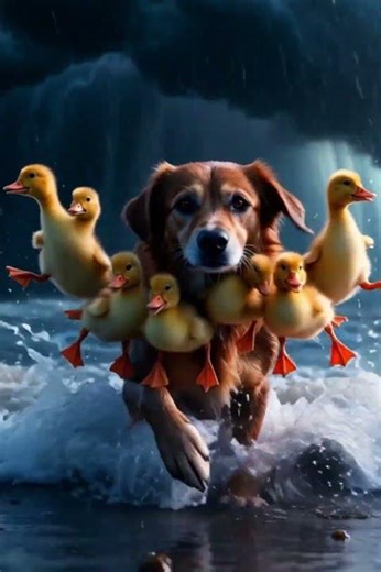 Dog Battles Flood to Save Ducklings #rescueefforts #wildliferescue #dogattack #animals #facts