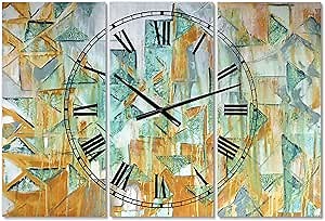 Modern Wall Clock 'Triangular Cascade' Green Round Wall Clock for Living Room Decor