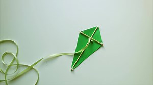 12K views · 26 reactions | April is National Kite Month! This weekend, entertaining the kids is as easy as paper, scissors, kite! It’s easy: cut paper into a diamond, punch holes, tie two sticks, add string and ribbons, catch a breeze. Have fun! | Commerce Bank | Facebook