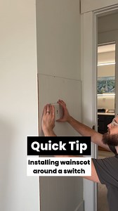 Here’s my go-to trick for cutting a clean hole in wainscot panel for a switch plate (or outlet). HOW TO: 1) Dab a little paint on the back of the old/existing switch plate to mark the spot. 2) Grab a multi-tool or jigsaw to cut it out. 3) Make sure to cut inside the line leaving the outline of paint. No overthinking, no measuring. It’s just a simple way to get it right the first time. I’ll be doing trim work around each panel next! Feel free to share some of your DIY tips below! 👇🏼 #diywainsco