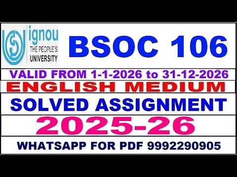BSOC 106 solved assignment 2025-26 in English || bsoc 106 solved assignment 2026 || bsoc106 2025-26