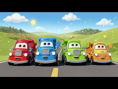 Five Little Trucks on the Road 🚚🛻 | Counting Song for Kids | Learn Numbers with Vehicles