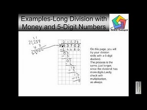 4th Grade Long Division with Money and 5 Digit Numbers