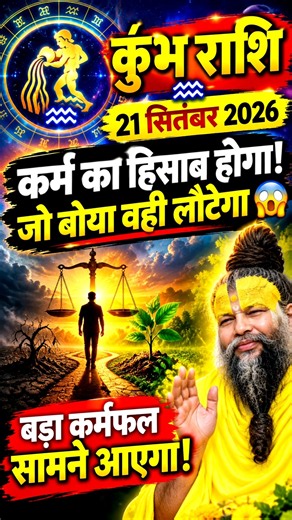 कुंभ राशि वालों 21 सितम्बर 2026 कर्म कभी माफ नहीं करता! जो बोया है वही लौटकर आने वाला है kumbh rashi
