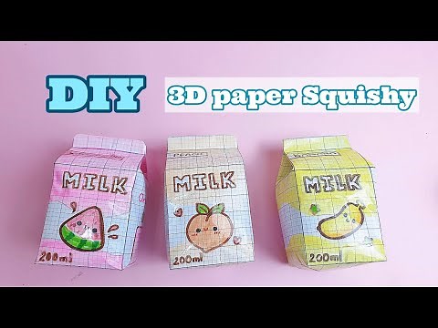 Cách làm SQUISHY 3D hình HỘP SỮA đáng yêu|Làm Squishy từ giấy ô li| Diy 3D paper Squishy