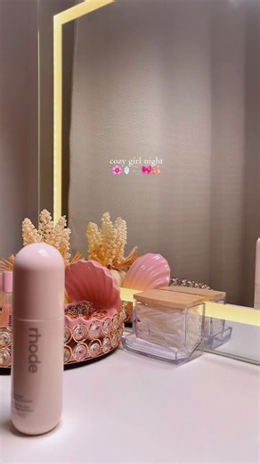 Cozy girl night🩰🫧🪞🎀 soft nights & gentle moments🌷 @Glossier @numbuzin @laneige_us @haruharu wonder @rhode skin @Bath & Body Works #aestheticvideos #aesthetic #softgirlaesthetic #girly #night