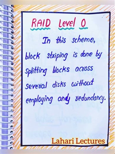 RAID Level 0 in Operating Systems notes by Lahari Lectures #shorts #LahariLectures #operatingsystems