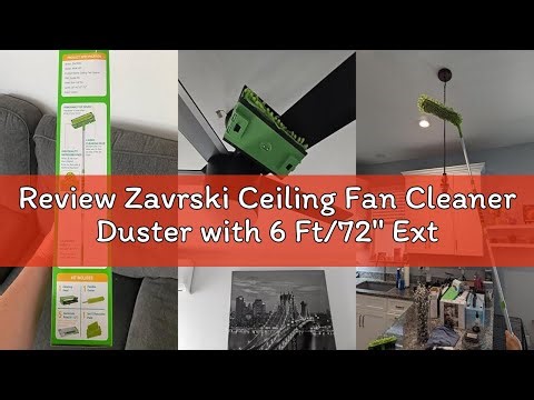 Review Zavrski Ceiling Fan Cleaner Duster with 6 Ft/72'' Extension Pole High Ceiling Fan Blade Clean