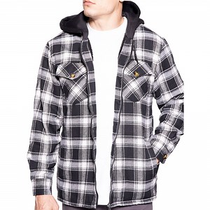 Visive Men's Sherpa-Lined Flannel Hoodie Jacket - Warm Zip-Up Layer for Cold Weather - Classic Fleece Plaid Pattern - Perfect for Hiking, Camping, & Everyday Winter Wear - Durable & Fashion-Forward