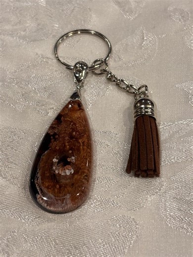 Handmade Copper Speckled Resin Keychain - Boho Tassel Bag Charm - Etsy