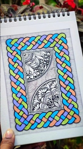 Zentangle Border Art ✨🎨 #fypシ #zentangle #mandala #smallartist #sketchbook