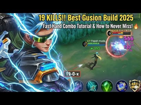 19 KILLS‼️ Best Gusion Build 2025: Fast Hand Combo Tutorial & How to Never Miss! - MLBB