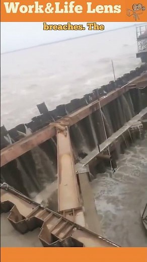 A metal sheet pile cofferdam faces wave pressure breaches, risking water ingress and stability.