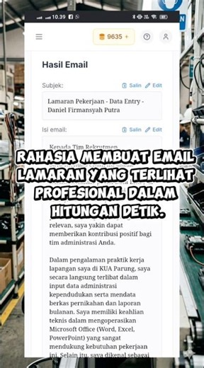 Cara membuat isi email lamaran kerja profesional #lamarankerja #cvatsfriendly #suratlamaran #email