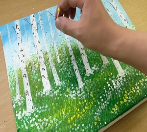 Painting White Birch Trees Easy / Acrylic Painting Techniques | MAY Art.