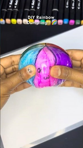 DIY Rainbow Dumpling Squishy!! 🌈 | how to make dumpling squishy #diy #squishy #craft