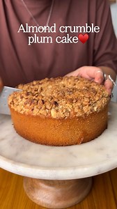 Almond Plum Cake | This cake is soft, moist, and packed with flavour. Made with a tangy plum compote, a nutty almond crumble, and a fluffy base, its a celebration of textures and tastes! Plum Compote: - 1/2 cup chopped plums - 1/4 cup sugar - 2 tbsp water - 1 tsp cornstarch Almond Crumble: - 6 tbsp Flour - 6 tbsp Chopped Almonds - 2 tbsp Sugar - 1/4 tsp Cinnamon - 2 tbsp Melted Butter - 1/4 tsp Salt Cake Batter: - 3/4 cup Castor Sugar - 1/3 cup Olive Oil - 1/2 tbsp Vinegar - 1/4 cup Yogurt - 1 t