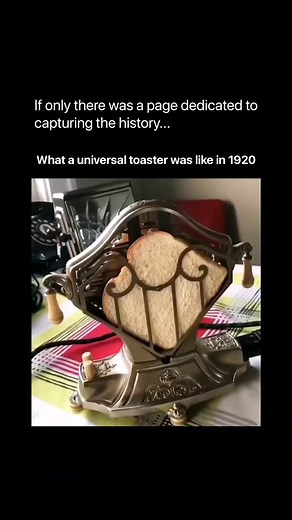 Explaining The History on Instagram: "The 1920s Universal “Sweetheart” toaster, manufactured by Landers, Frary & Clark, epitomized the transition from manual to automated household appliances during the early 20th century. Known for its distinct art deco design, the Sweetheart toaster featured a stylish chrome and nickel-plated body with intricate decorative patterns, capturing the aesthetic sensibilities of the Roaring Twenties. Unlike modern pop-up toasters, it used a side-loading mechanism wh