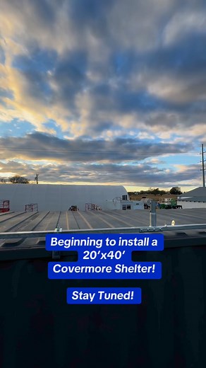 Beginning the installation process for a 20’x40’ PVC Covermore Shelter between our two shipping containers! Stay tuned for tips and demos for these installations! These two containers are some of our offices and our break room. Thrilled to finally expand our covered storage space 🙌🏻 #fyp #storage #shippingcontainer #pvc #pvcshelter #storage #storagesolutions #modular #modularbuilding #office #container #shelter #covered #warehouse #constructionlife #jobsite #oklahoma #shopsmall #shoplocal | Co