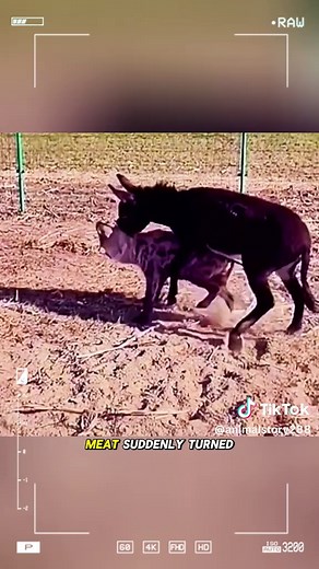 Donkey Defends Against Aggressive Hyena
