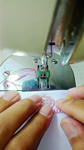Sewing button using a sewing machine🤯😱 #sewing