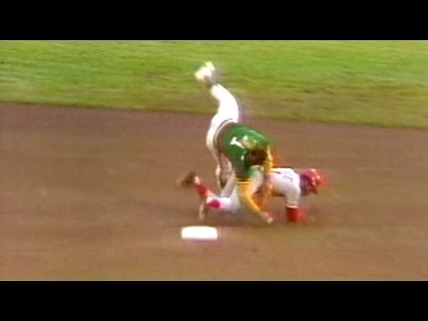 1972 WS Gm4: McRae takes out Green at second