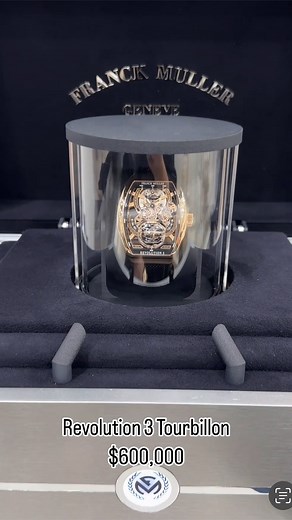 The ~$600,000 Franck Muller Vanguard Tourbillon Revolution 3 Skeleton 🌟 With its skeleton design, this piece flaunts cool black bridges and flashy red indicators that let you peek into a top-notch horology show. Unlike regular tourbillons that only work standing up, this triple axis hero battles gravity in every pose, spinning through its impressive cycles—hour, eight-minute, and 60-second. It’s not just precision; it’s a gravity-defying dance of gears and springs.💫 📹 @watchexchangeau | I FN 