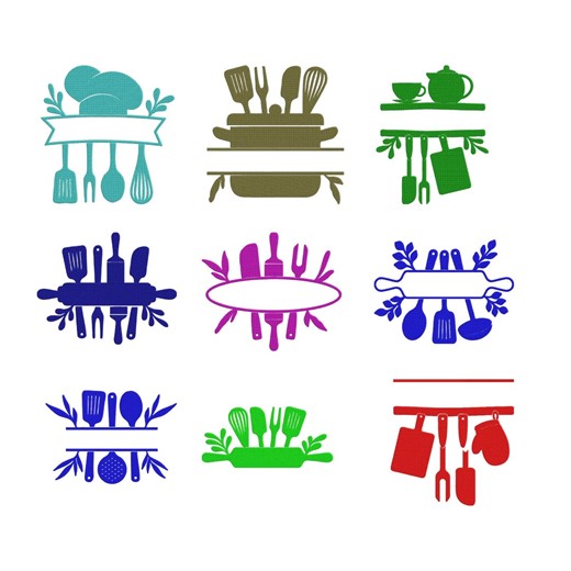 Kitchen Utensils Embroidery Design, Cooking Tools Kitchen Decor Machine Embroidery File, 9 Design, 9 Size, Instant Download - Etsy