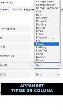 APPSHEET - TIPOS DE DADOS